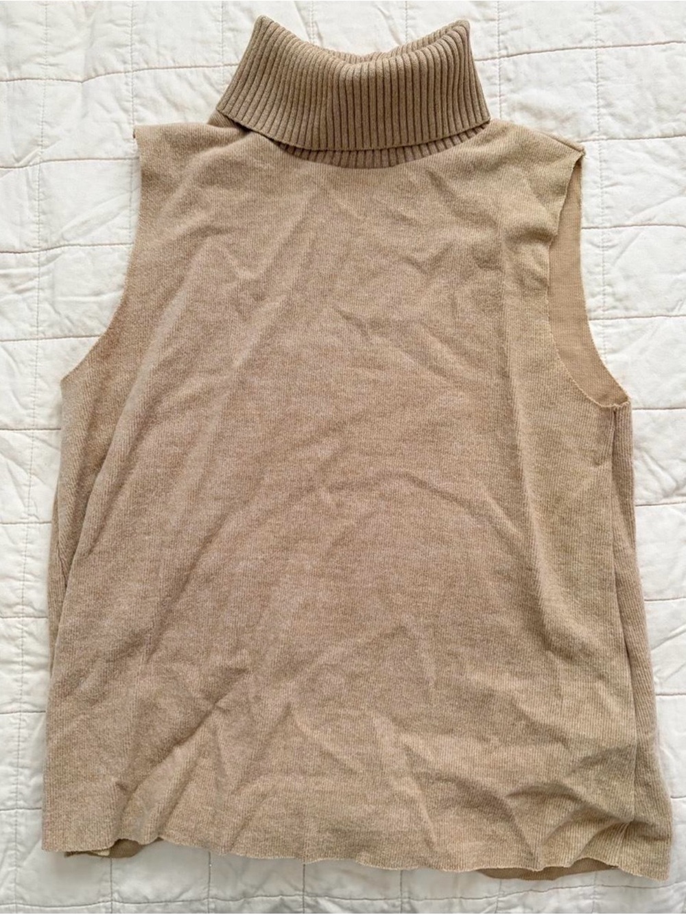 Zara Sleeveless Turtleneck Tank - Light Beige